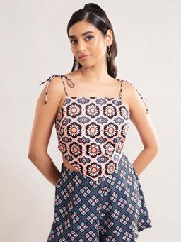 Twenty Dresses by Nykaa Fashion - Multicolor Printed Handkerchief Hem Crop Top