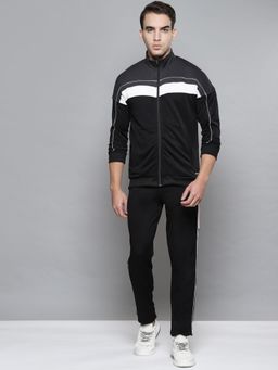 Alcis - Men Charcoal Grey White Colour Blocked Tracksuits