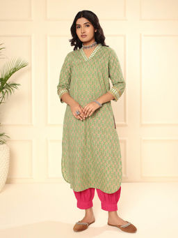 Aravalii - Women Olive Printed Kurta