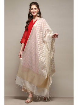 Biba - Women Cream Woven Dupatta