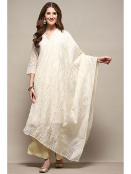 Biba - Women Cream Embroidered Dupatta