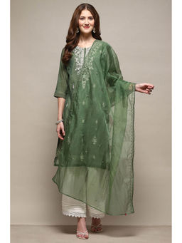 Biba - Women Green Embroidered Dupatta