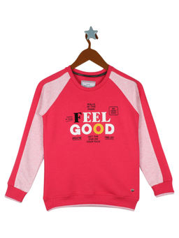 Monte Carlo - Girls Pink Cotton Blend Printed Sweatshirt