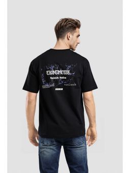 Crocodile - Men Black Cotton Blend Typography Oversized Fit T-Shirt