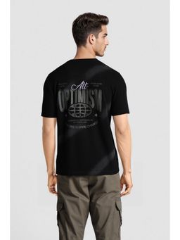 Crocodile - Men Black Cotton Graphic Oversized Fit T-Shirt