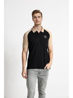 Crocodile - Men Black Pure Cotton Colorblock Slim Fit Polo T-Shirt