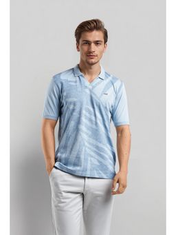 Crocodile - Men Blue Cotton Blend Abstract Slim Fit Polo T-Shirt