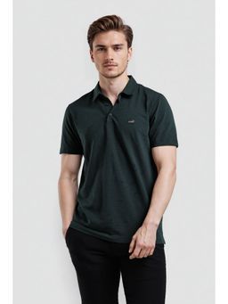 Crocodile - Men Green Cotton Solid Comfortable Fit Polo T-Shirt