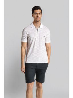 Crocodile - Men White Cotton Geometric Slim Fit Polo T-Shirt