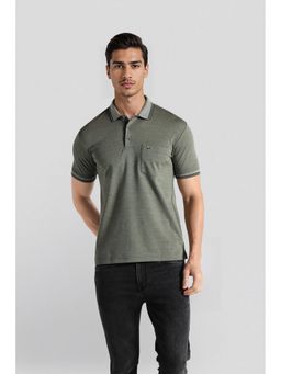Crocodile - Men Green Cotton Solid Slim Fit Polo T-Shirt