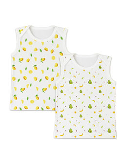 Moms Home - Unisex White Cotton Vest (Pack of 2)