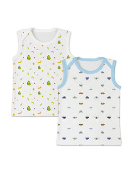 Moms Home - Unisex White Cotton Vest (Pack of 2)