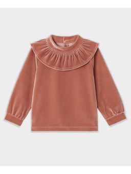 Mi Arcus - Solid Velvet Knee Length Peach Color Top