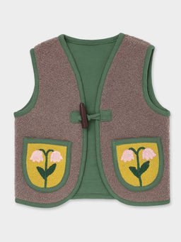 Mi Arcus - Sleeveless Shrug Embroidered Patch Pocket Design