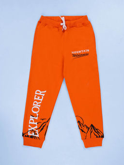 KiddoPanti - Boys Orange Fleece Joggers