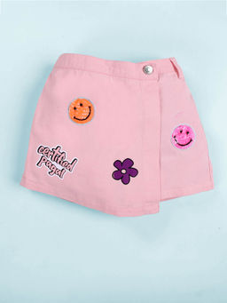 KiddoPanti - Girls Pink Cotton Skort