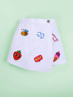 KiddoPanti - Girls White Cotton Skort
