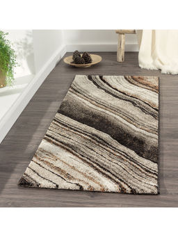 OBSESSIONS - Abstract Polypropylene Bedside Runner, Grey & Rust