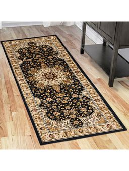 OBSESSIONS - Traditional Polypropylene Bedside Runner Black & Gold