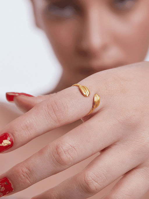 Ethnic Andaz Golden Double Bean Ring