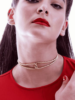 Ethnic Andaz - Golden Threaded Interlocked Choker