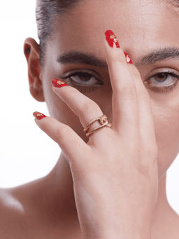Ethnic Andaz - Golden Threaded Interlocked Ring