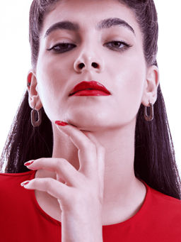 Ethnic Andaz - Silver Threaded Rectangular Hoops