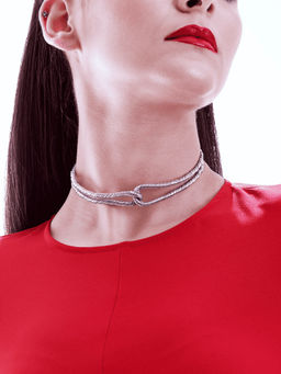 Ethnic Andaz - Silver Threaded Interlocked Choker