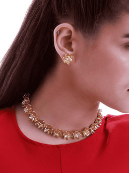 Ethnic Andaz - Pearly Golden Flower Earrings