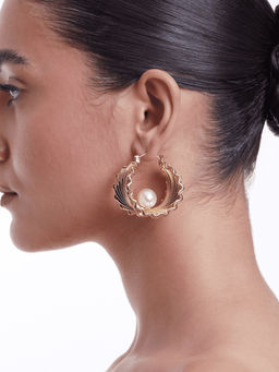 Ethnic Andaz - Golden Oyster Hoops