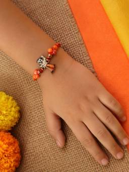 Kamule - Boys Warrior Bheem Charm Embellished Rakhi- Orange