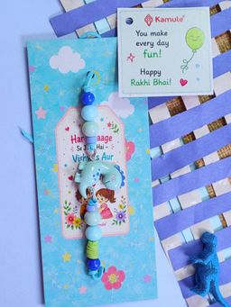Kamule - Boys Dino Charm Embedded Thread Rakhi- Multi-Color