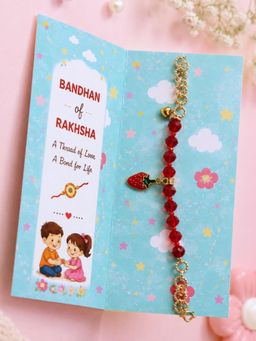 Kamule - Girls Strawberry Charm Bracelet Rakhi- Red