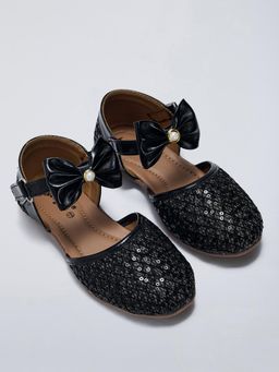 Hopscotch - Bow Applique Sequined Mary Jane Flats