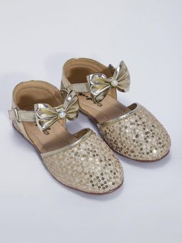 Hopscotch - Bow Applique Sequined Mary Jane Flats
