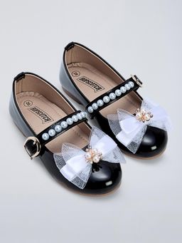 Hopscotch - Bow Applique Beaded Mary Jane Ballerinas