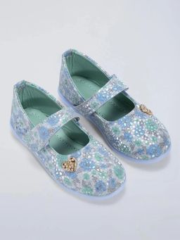 Hopscotch - Glitter Heart Applique Mary Jane Ballerinas