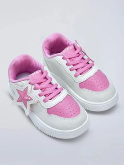 Hopscotch - Star Applique Lace Up Sneakers