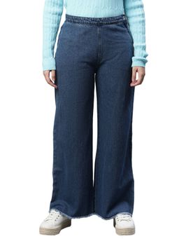 Global Republic - Women Single Pocket Blue Solid High Rise Wide Jeans