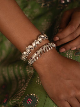 Shaya by CaratLane - The Herd Leader Elephant Bangles Crafted In 925 Silver