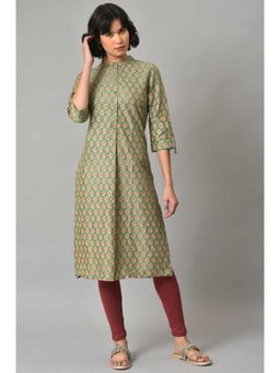 W - Green Floral Kurta-Tight (Set of 2)