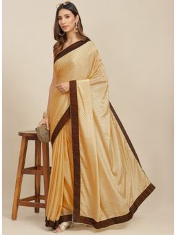 ISHIN - Cream Embellished Zari Silk Blend Saree with Unstitched Blouse