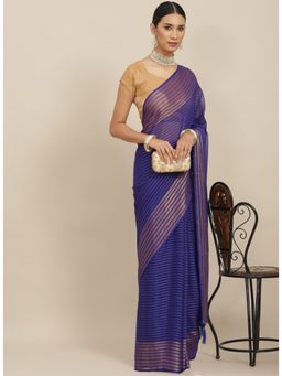 ISHIN - Striped Saree with Unstitched Blouse