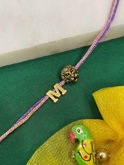 Digital Dress Room - Letter M Lion Charm Thread Rakhi