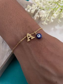 Digital Dress Room - Letter A Evil Eye Name Rakhi Bracelet