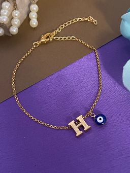 Digital Dress Room - Letter H Evil Eye Name Rakhi Bracelet