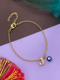 Digital Dress Room - Letter J Evil Eye Name Rakhi Bracelet