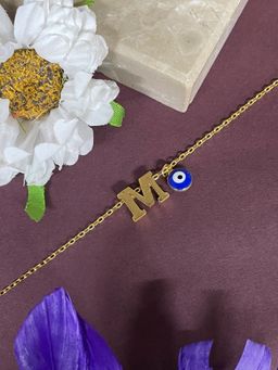 Digital Dress Room - Letter M Evil Eye Name Rakhi Bracelet