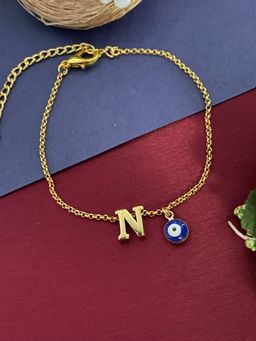 Digital Dress Room - Letter N Evil Eye Name Rakhi Bracelet