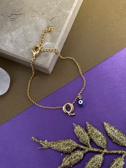 Digital Dress Room - Letter Q Evil Eye Name Rakhi Bracelet